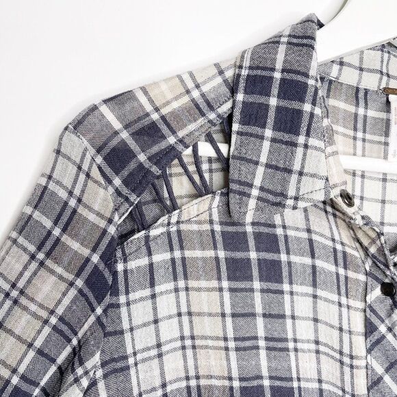 FREE PEOPLE Stitch Detail Plaid Button Down Top  - Picture 6 of 10